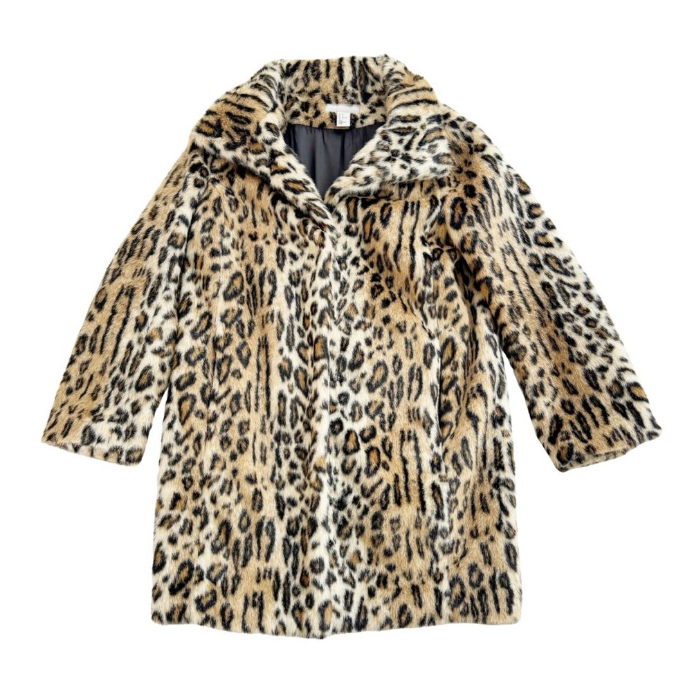 H&M Leopard Print Faux Fur Coat